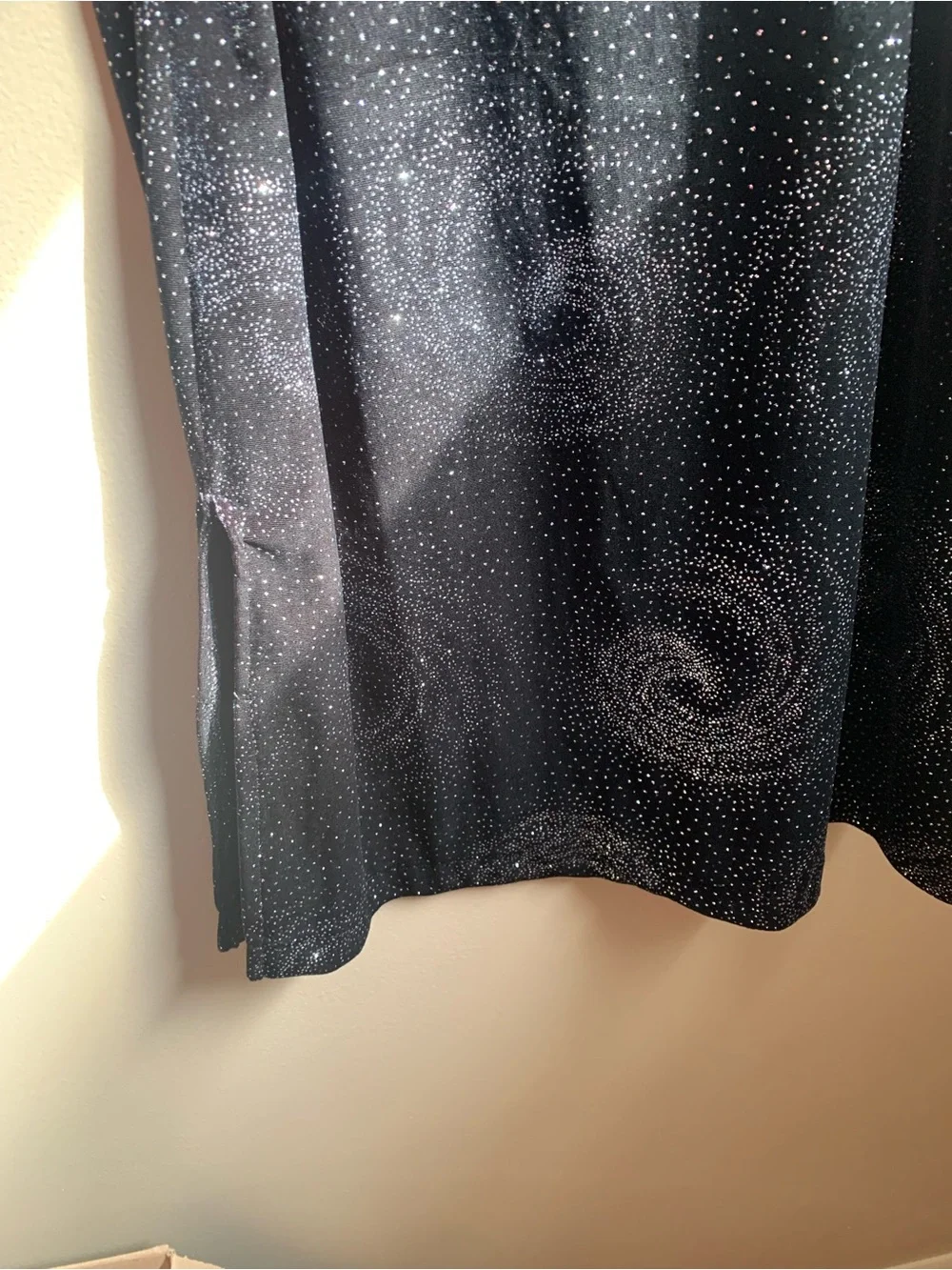Vintage Limited Too Teen Girls Juniors Black Sparkle Velour Midi Slip Dress - 5J